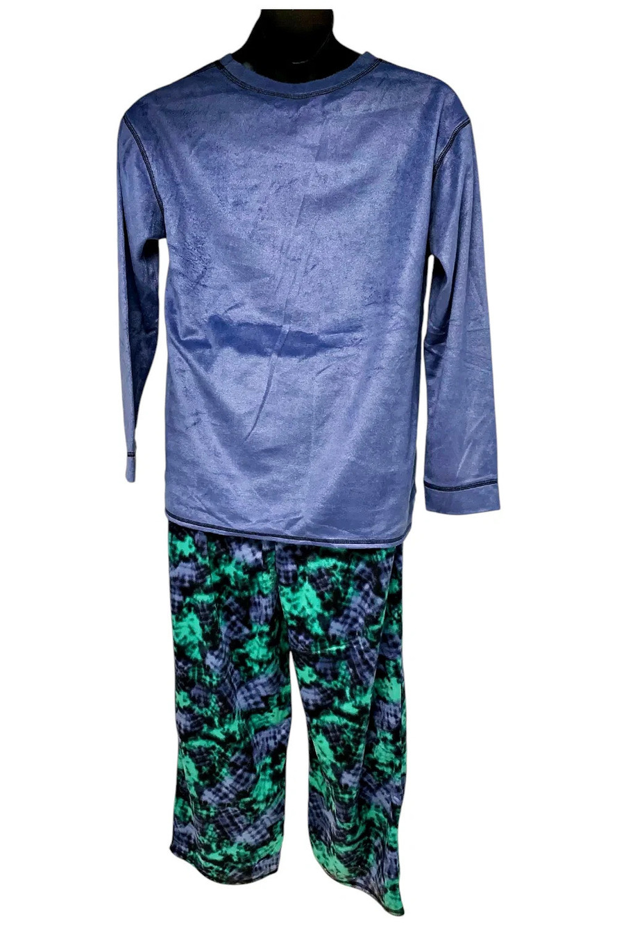 Comfort Code Women's Sueded Microfleece Pj Set Blue - Regular